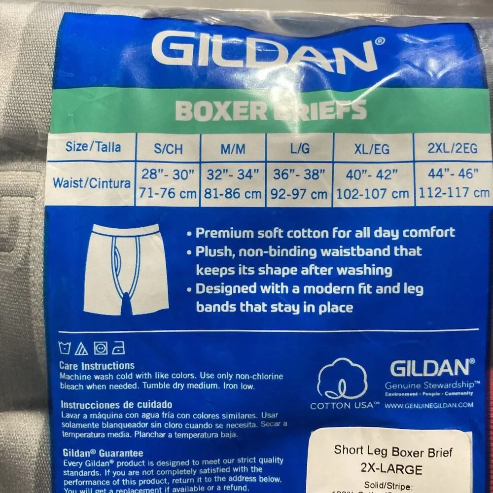 GILDAN ~ 2pk BOXER BRIEFS Size 2XL‎ 44-46 Gray and blue